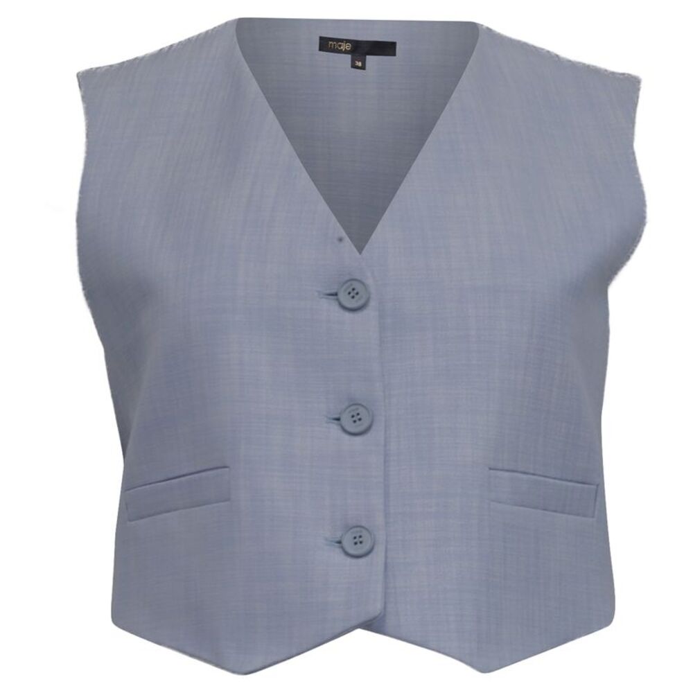 Maje Cropped Vest in Light Blue Viscose